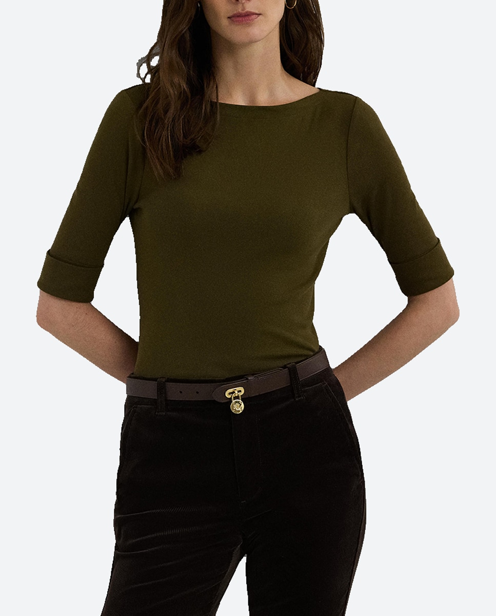 Imagen 0 de Camiseta de mujer de algodón con manga hasta el codo