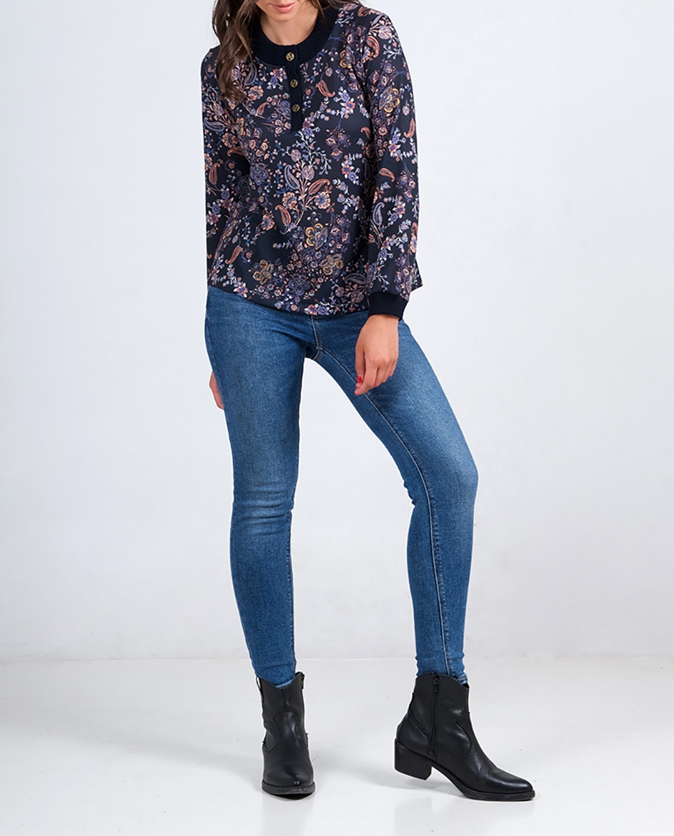 Jersey de mujer cuello redondo con botones — oferta en Primeriti