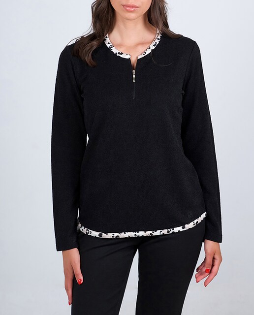 Imagen 0 de Jersey de mujer cuello con cremallera y manga larga