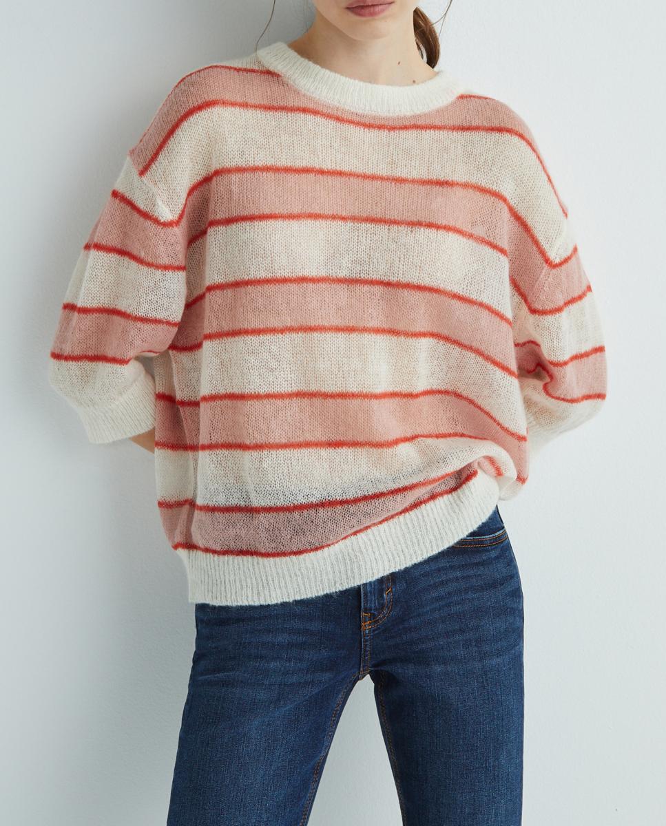 Jersey de mujer rayas cuello redondo con mohair — oferta en Primeriti