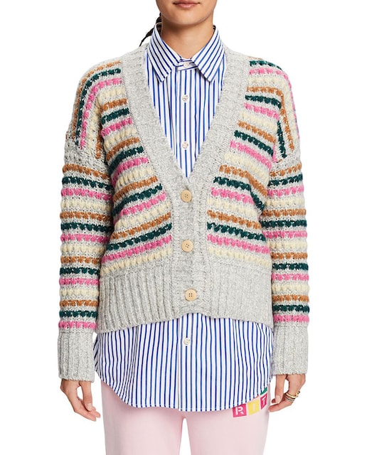 Imagen 0 de Cárdigan de mujer rayas multicolor con lana