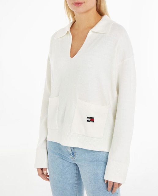 Imagen 0 de Jersey de mujer en cuello pico y bolsillos delanteros
