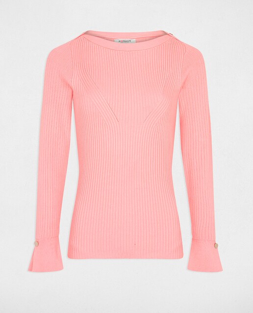 Jersey manga larga con cuello redondo de mujer.
