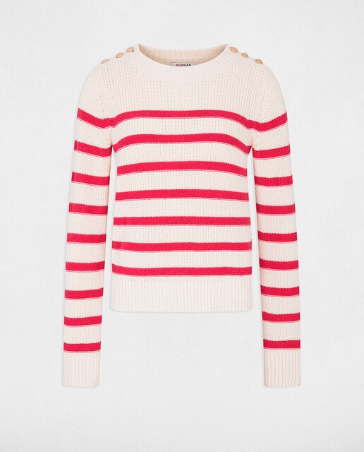 Jersey manga larga con rayas de mujer.