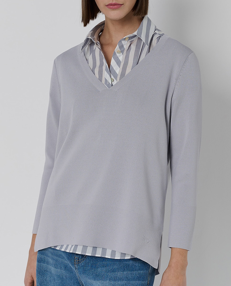 Imagen 0 de Jersey de mujer escote pico punto fino