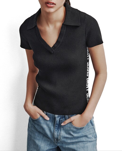 Imagen 0 de Jersey de mujer de punto con cuello polo y mangas corta