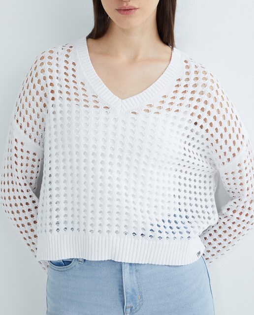 Imagen 0 de Jersey de mujer con cuello en pico y manga larga