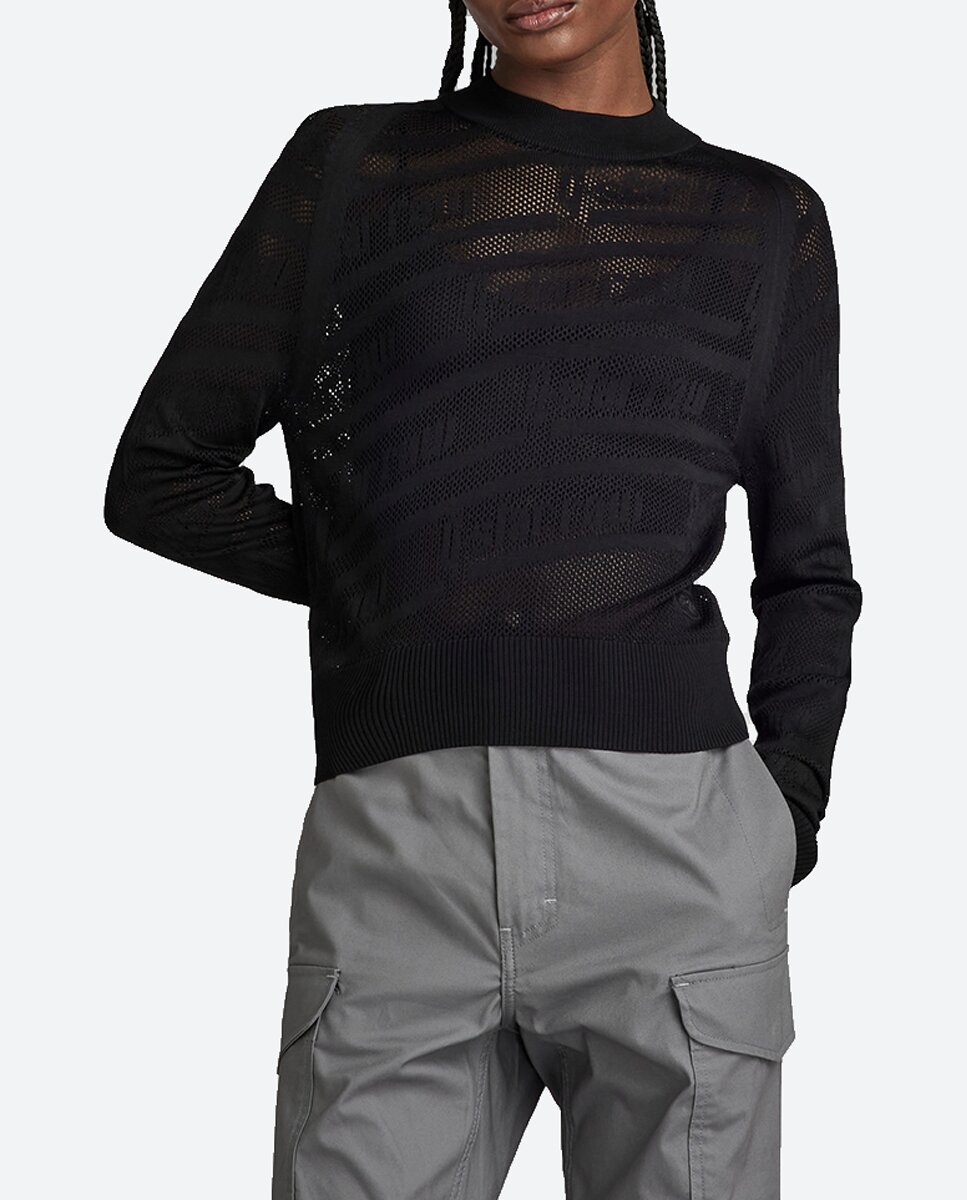 Imagen 0 de Jersey Pointelle Text Knitted de mujer