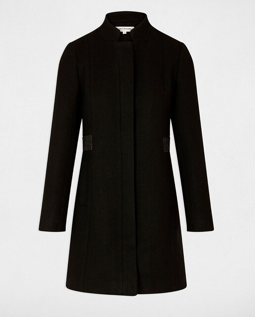 Abrigo entallado cremallera y tachuelas de mujer.