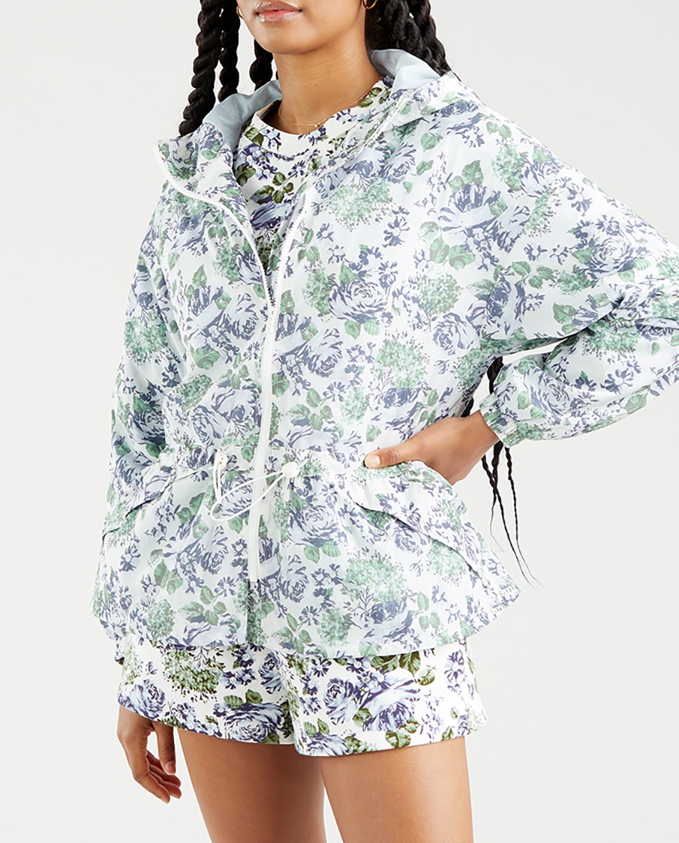 Imagen 0 de Cortavientos de mujer corto con estampado floreado. Resistente al agua