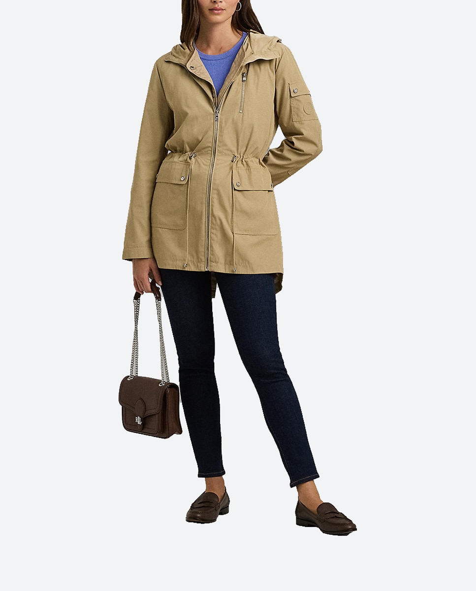 Imagen 0 de Parka de mujer impermeable con cordón ajustable en la cintura