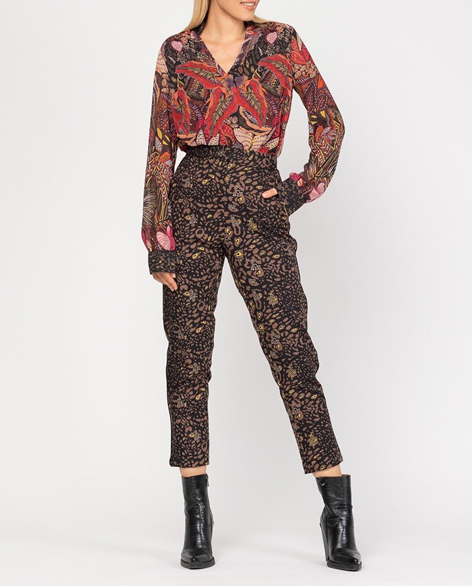 Pantalón de tiro alto y de estampado animal — oferta en Primeriti