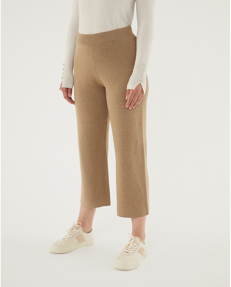 Imagen 0 de Pantalón culotte de mujer de punto con cintura elástica