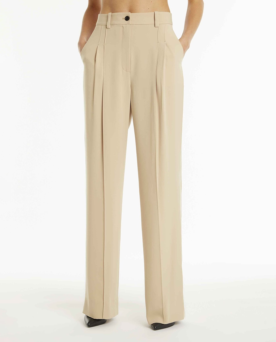Imagen 0 de Pantalón de sarga con pierna ancha mujer