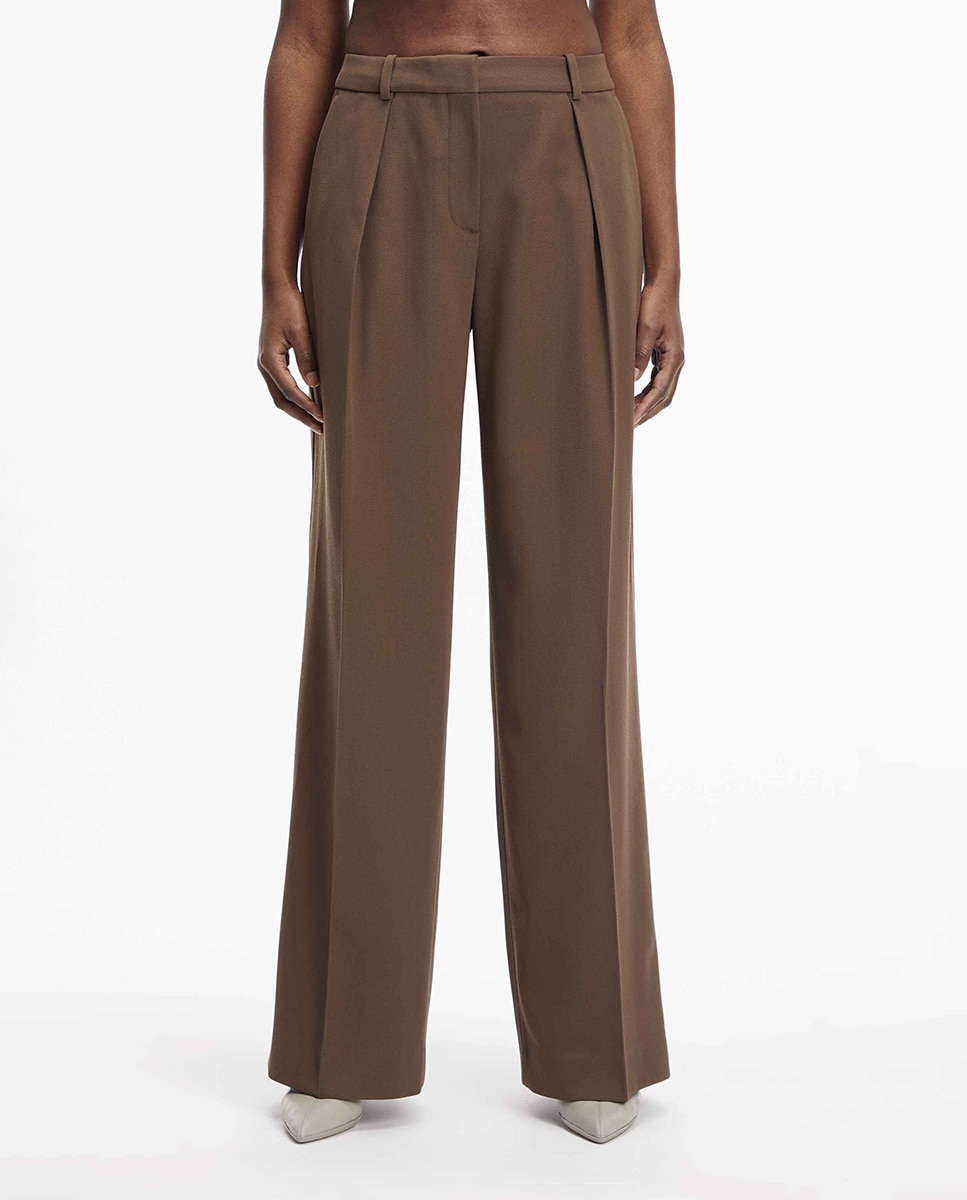 Imagen 0 de Pantalón de sarga de lana con pierna ancha mujer