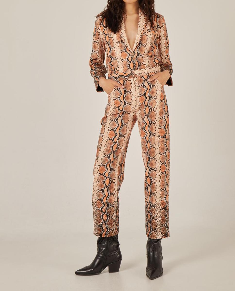 Imagen 0 de Pantalón de mujer recto con estampado de Swarovski