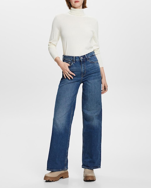 Imagen 0 de Vaqueros de mujer retro wide leg cintura alta