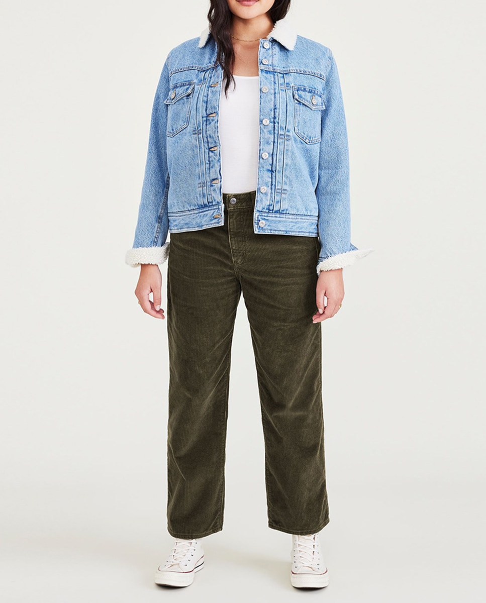 Pantalón de mujer cintura alta y pierna ancha de pana — oferta en Primeriti
