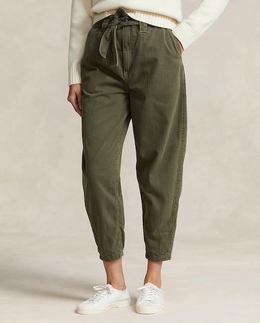 Imagen 0 de Pantalones de mujer pitillo de algodón con cinturón