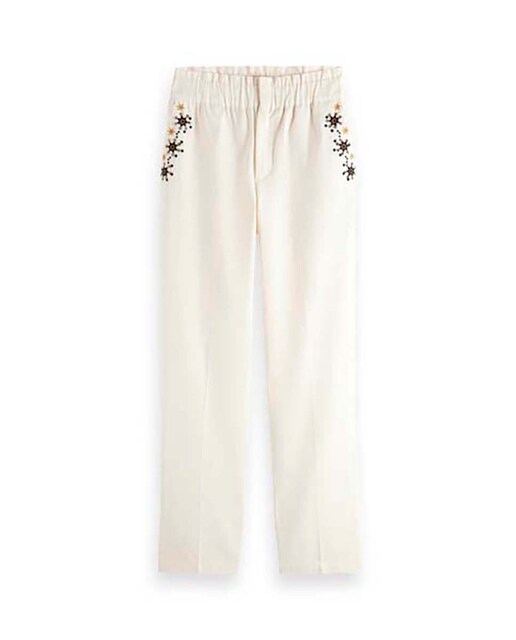 Pantalón tiro alto bordado