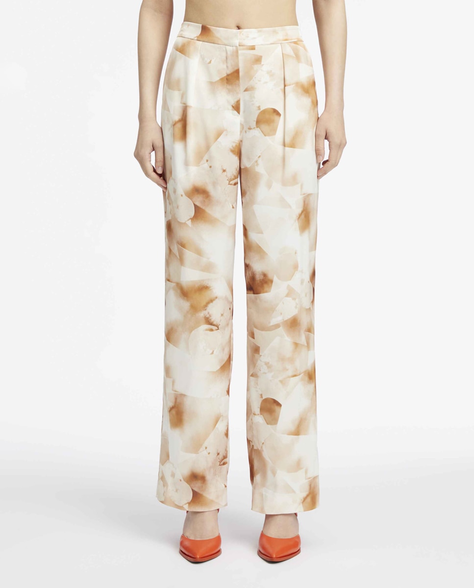 Imagen 0 de Pantalones de mujer estampados satinados fluidos