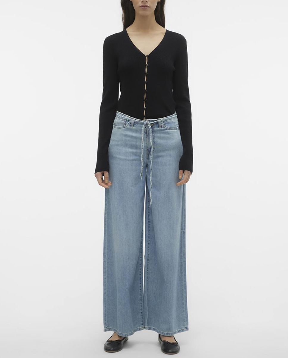 Imagen 0 de Jeans anchos de mujer con cinturon-cordón
