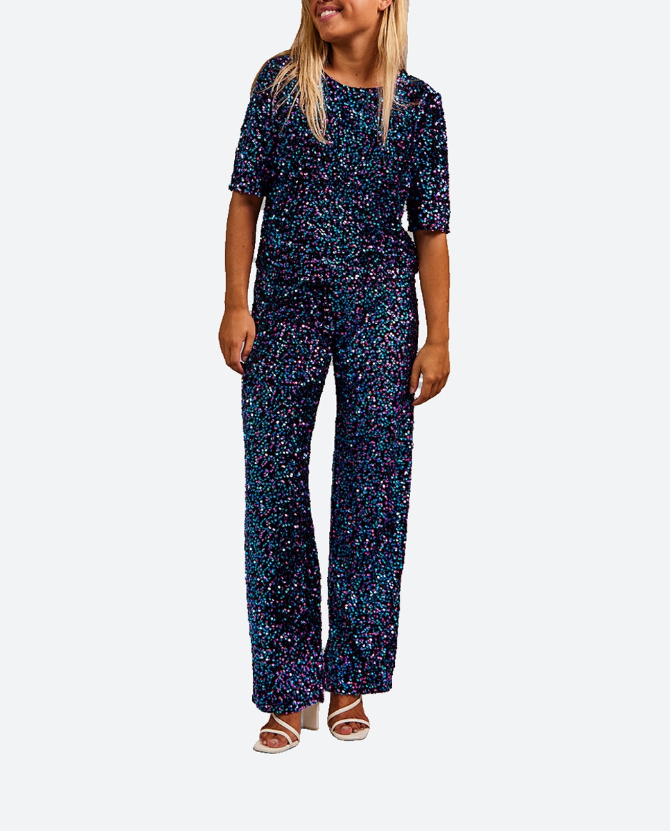Imagen 0 de Pantalón ancho de mujer con lentejuelas