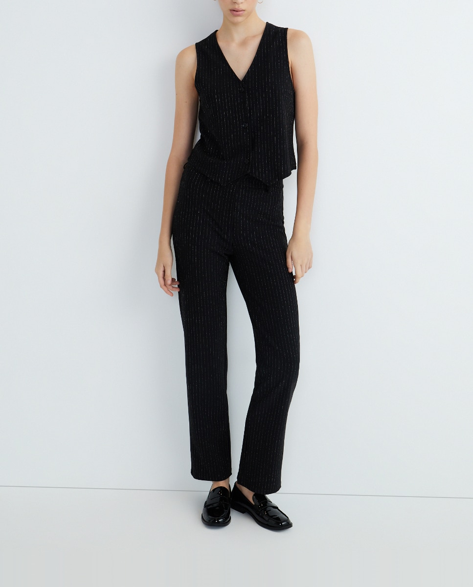 Imagen 0 de Pantalón de raya diplomática con lurex de mujer.