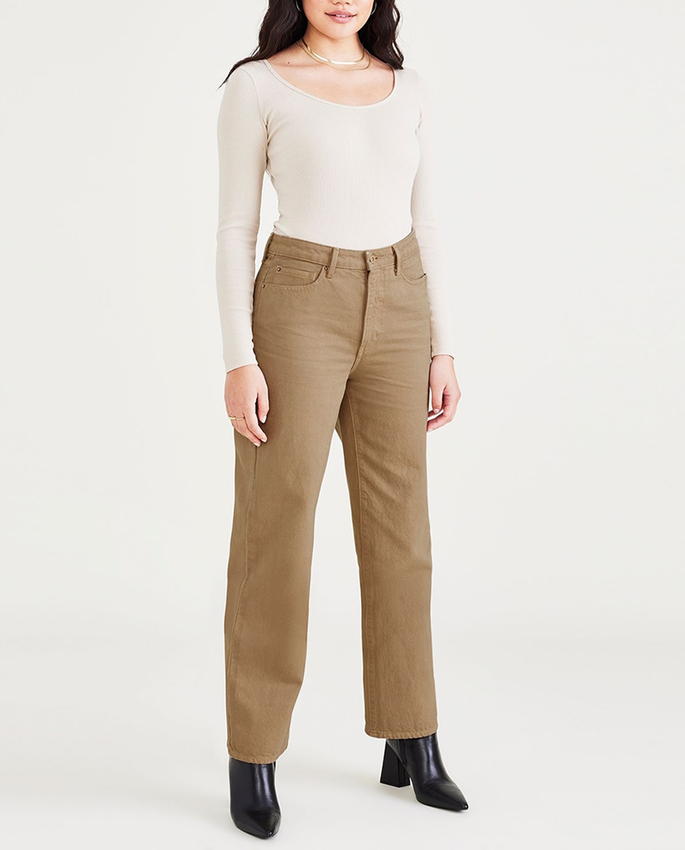 Imagen 0 de Pantalón vaquero de mujer cintura alta y pierna ancha