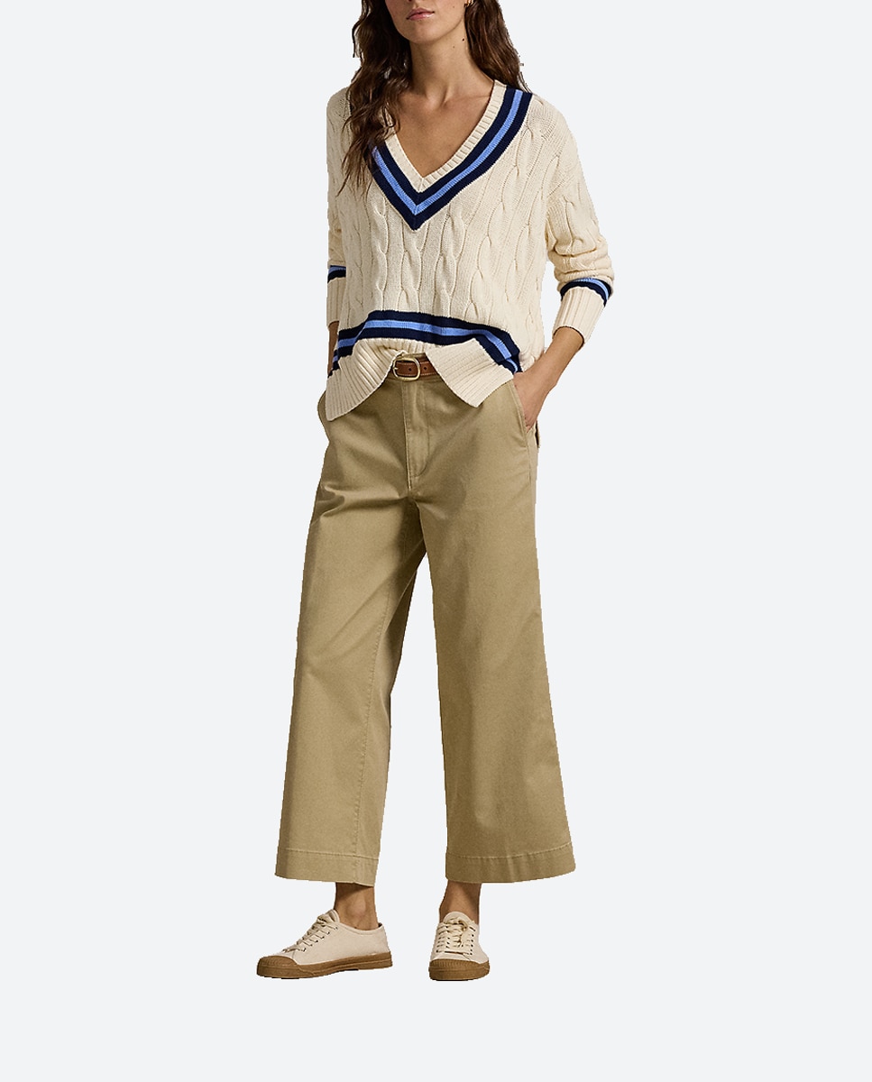 Imagen 0 de Pantalones de campana de mujer de algodón de tiro alto