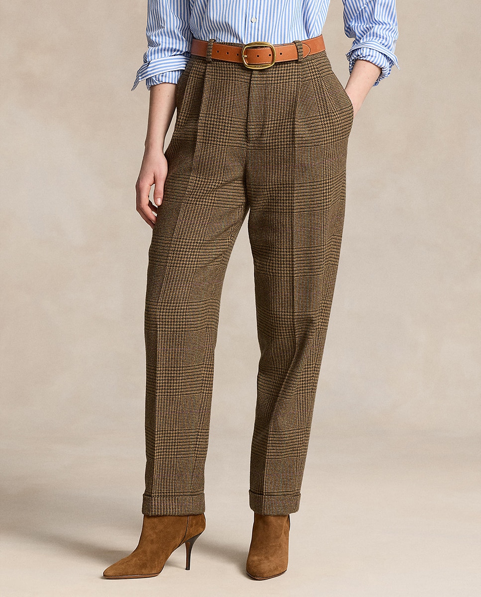 Imagen 0 de Pantalones rectos de mujer con estampado de cuadros