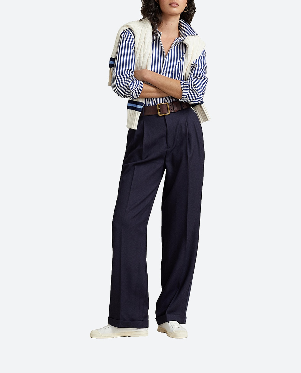 Imagen 0 de Pantalones anchos de mujer de lana con pinzas