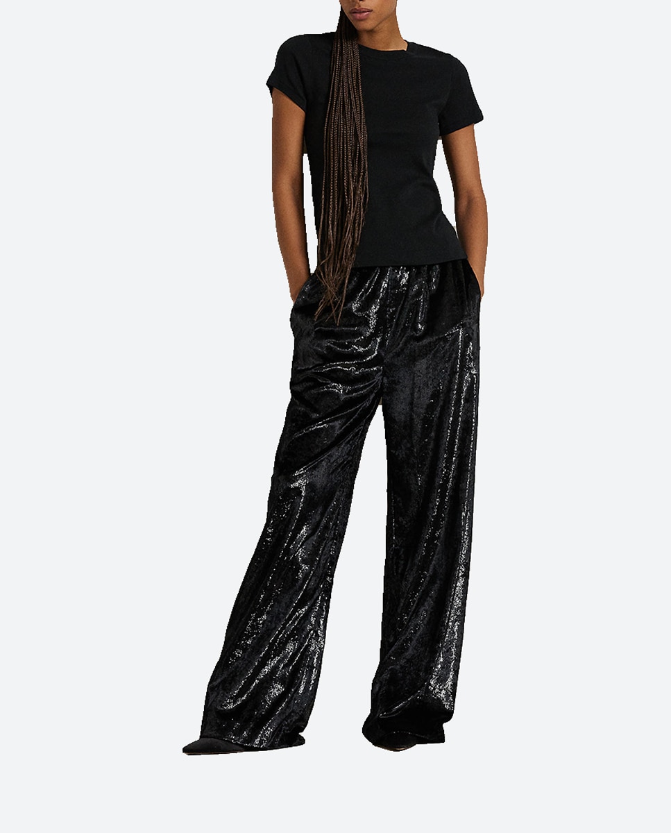 Imagen 0 de Pantalones anchos de mujer de terciopelo de tiro alto