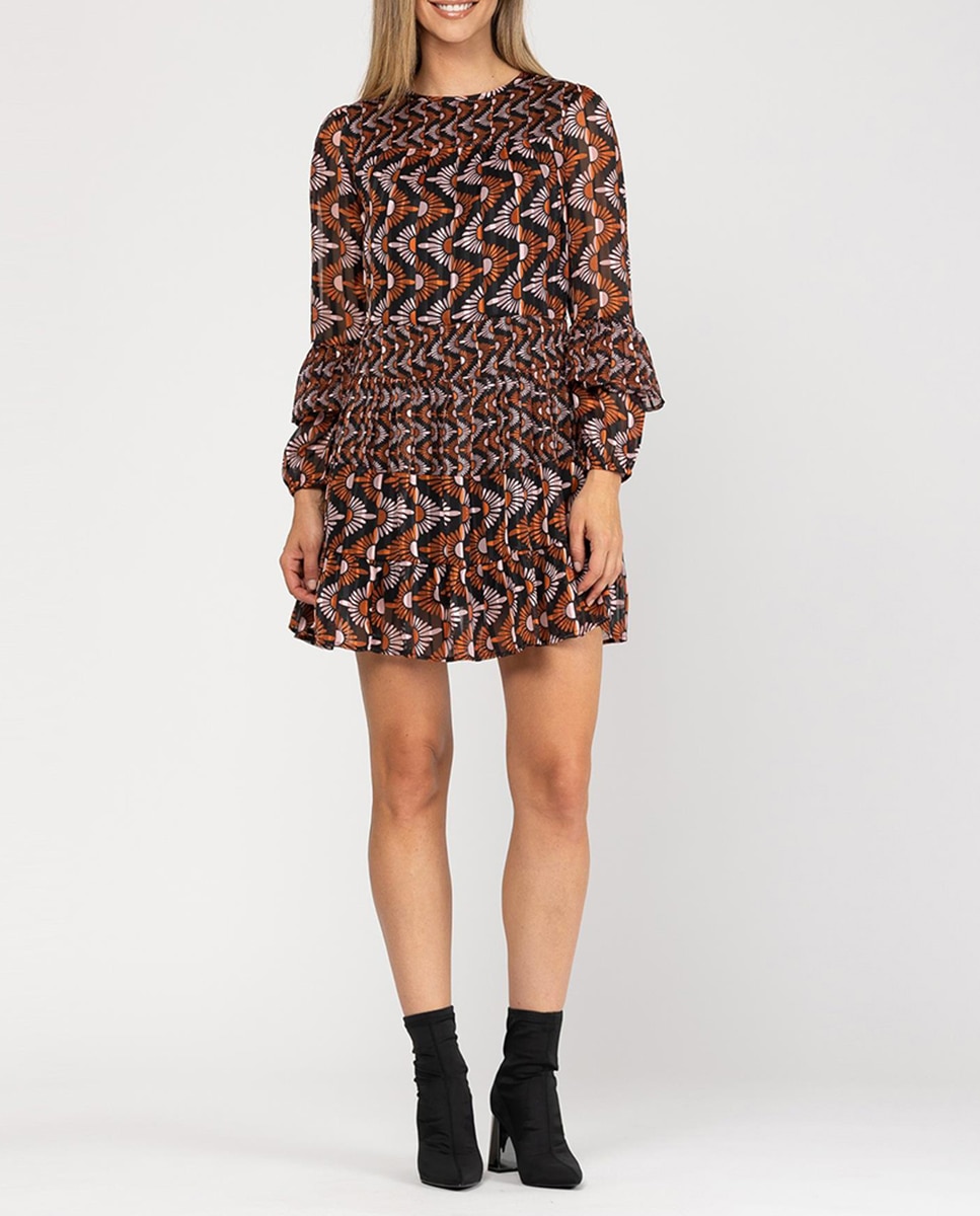 Imagen 0 de Vestido corto de estampados combinados