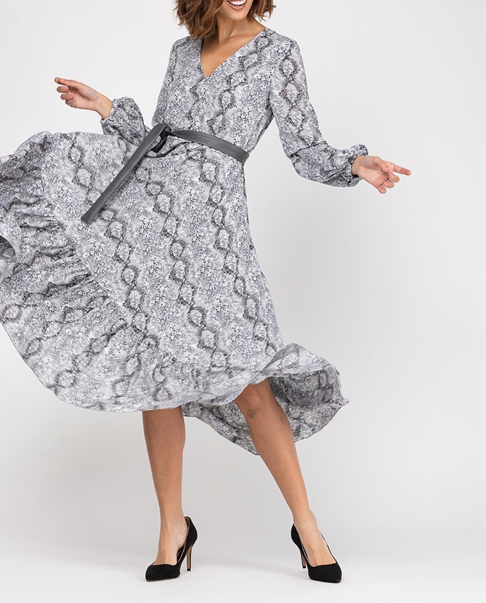 Vestido largo cuello en V, Diseño Eva — oferta en Primeriti