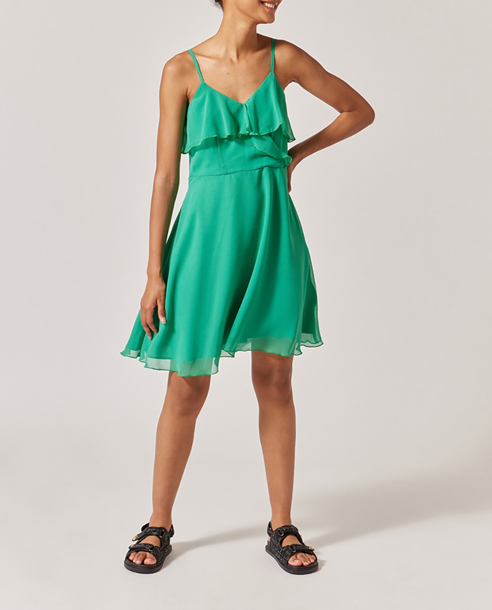 Imagen 0 de Vestido corto mujer de tirantes y cuello pico