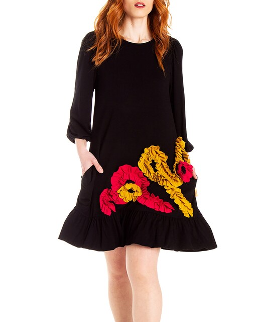 Imagen 0 de Vestido de línea evasé con escote redondo y lágrima en la espalda