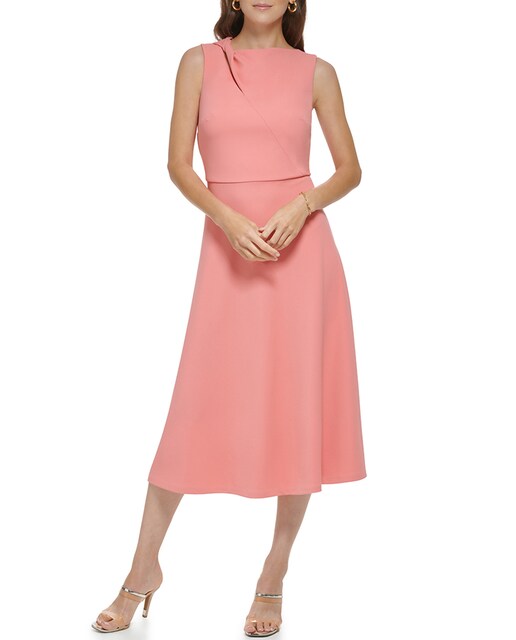 Imagen 0 de Vestido midi con cuello redondo y sin manga