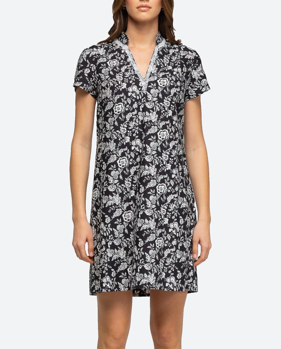 Imagen 0 de Vestido corto ajustado con estampado monocromático