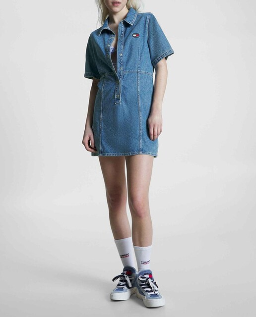 Imagen 0 de Vestido vaquero de manga corta y fit slim