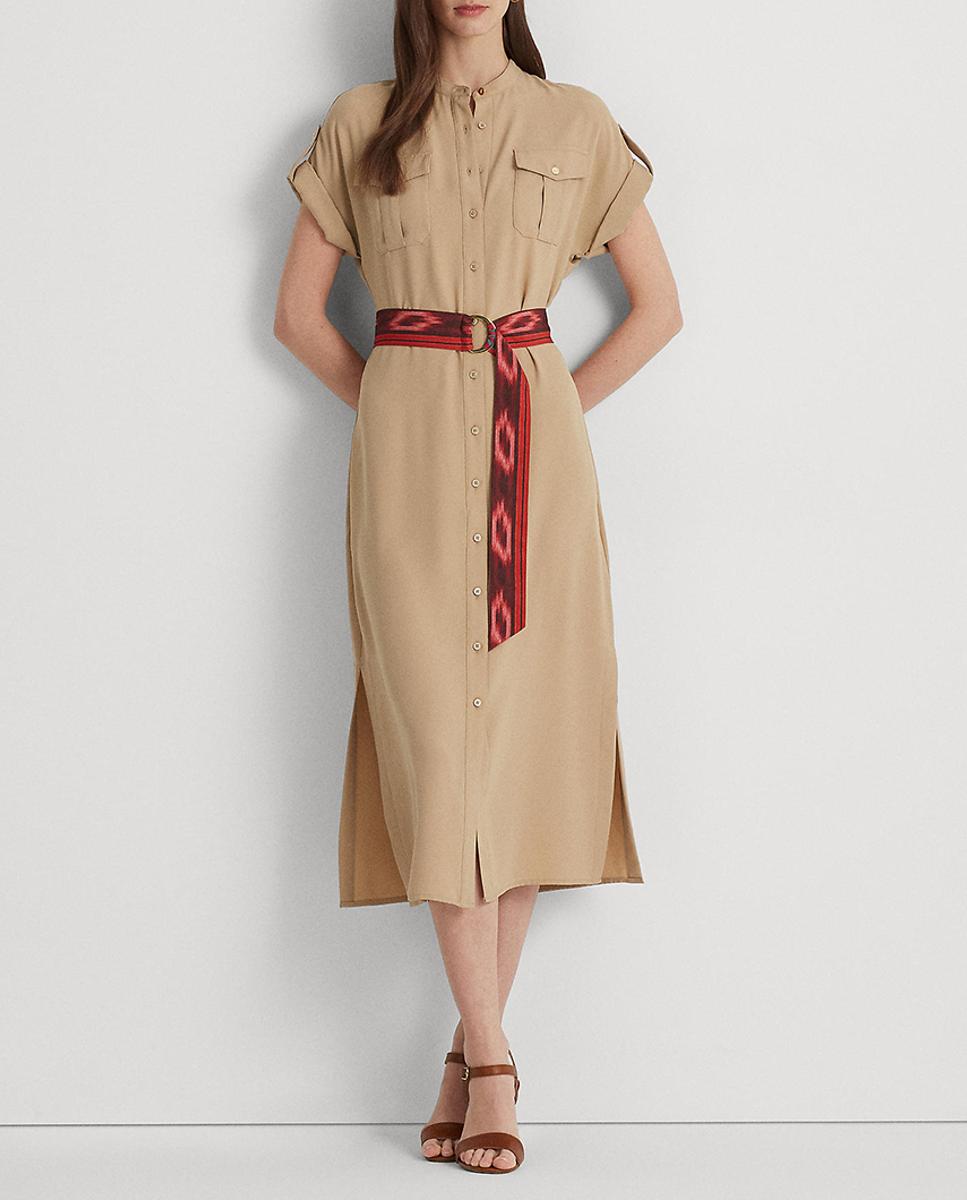 Imagen 0 de Vestido midi camisero de manga corta