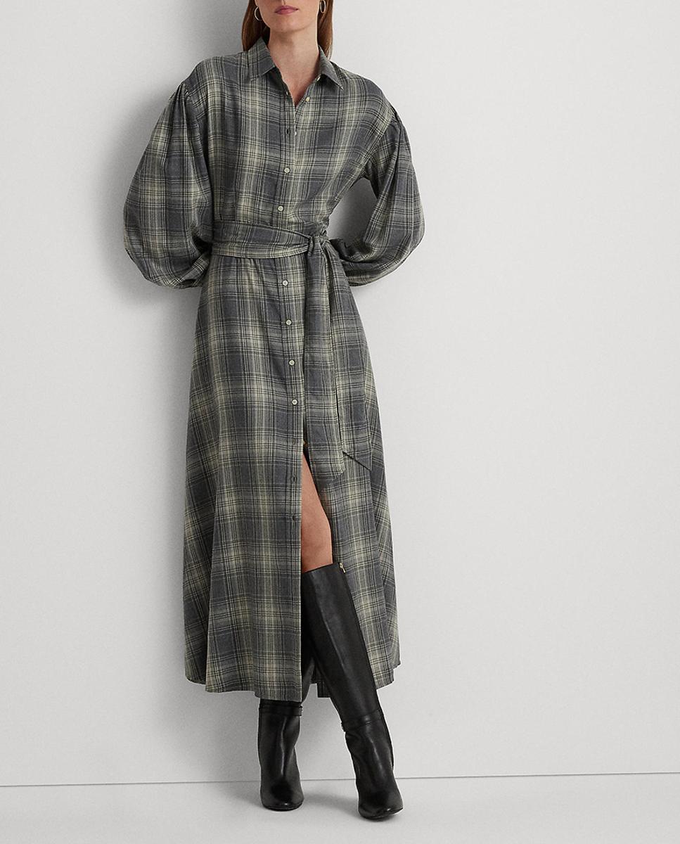 Imagen 0 de Vestido largo camisero de cuadros