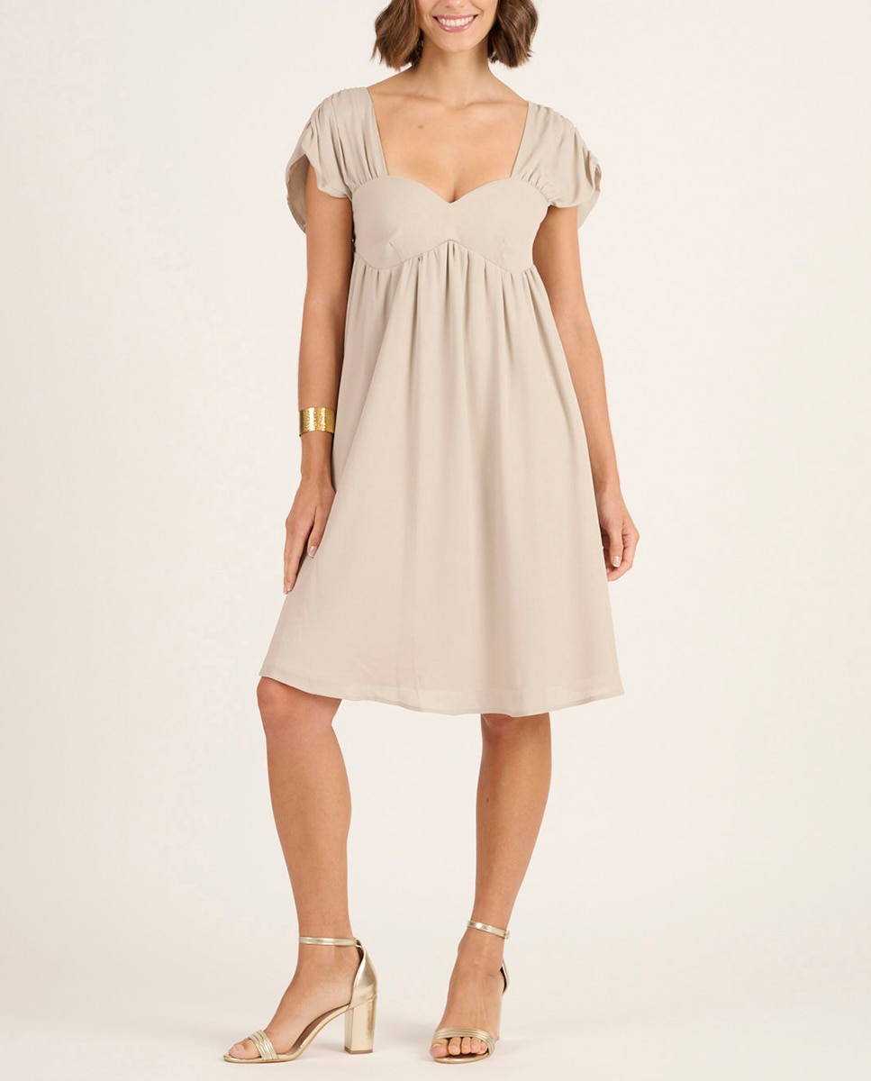 Vestido de mujer sin mangas con esocte corazón y espalda abierta con goma y lazo ajustable — oferta en Primeriti