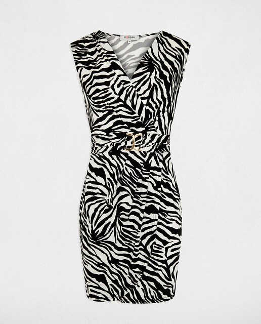 Vestido corto estampado cebra de mujer.
