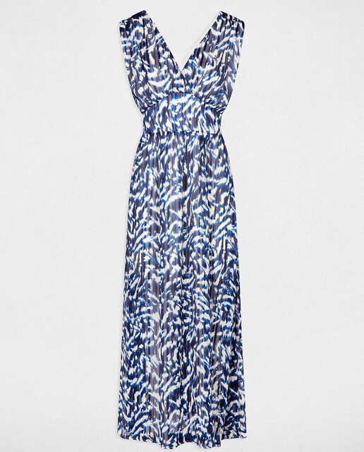 Vestido largo estampado de mujer.