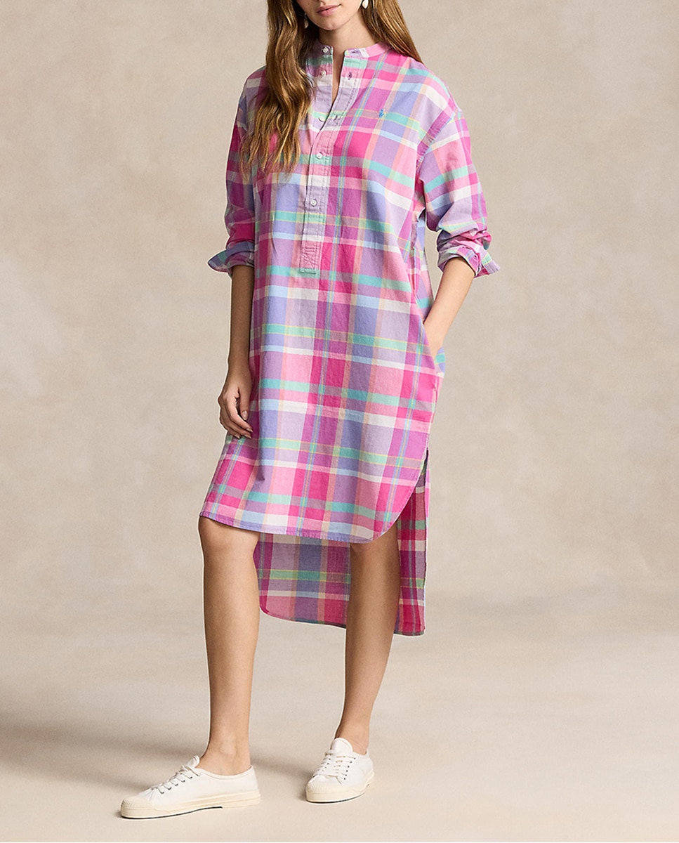 Imagen 0 de Vestido camisero con estampado de cuadros