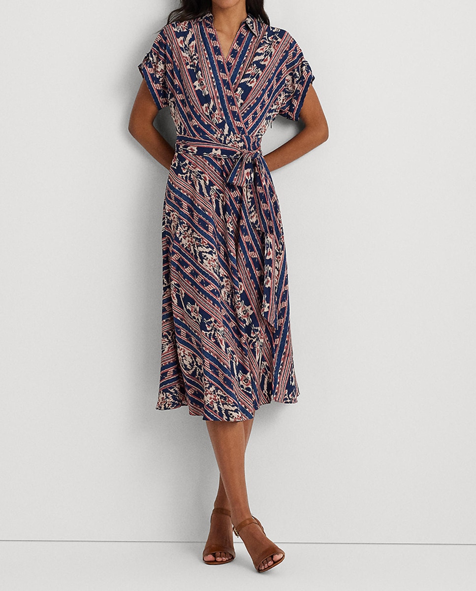 Imagen 0 de Vestido midi estampado con cinturón