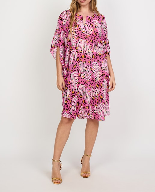 Imagen 0 de Caftán largo de mujer tupido leopardo flores