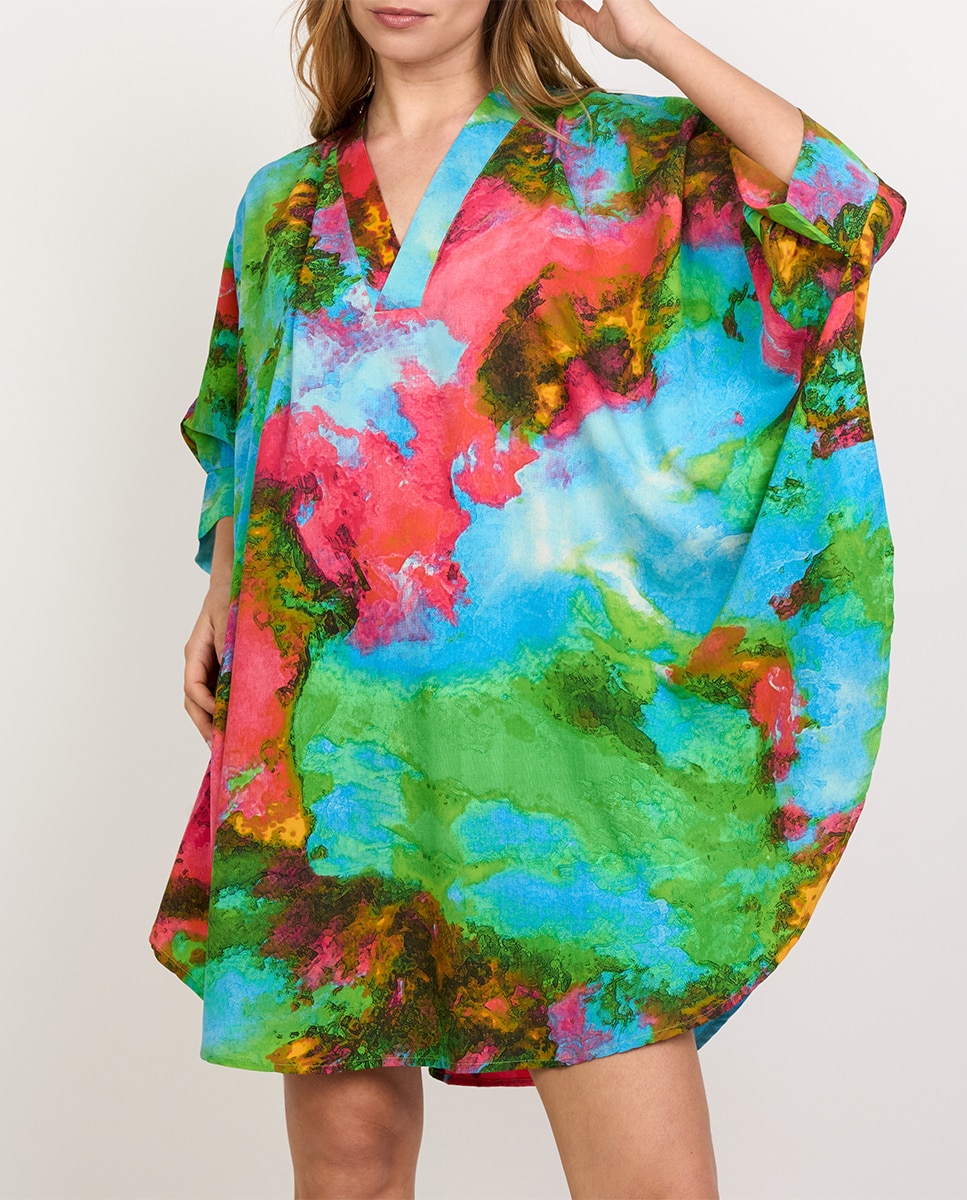 Imagen 0 de Caftán corto de mujer tupido tye-dye