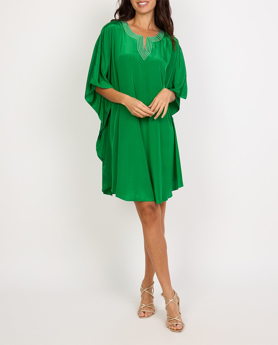 Imagen 0 de Caftán corto de mujer silk crepe lisos